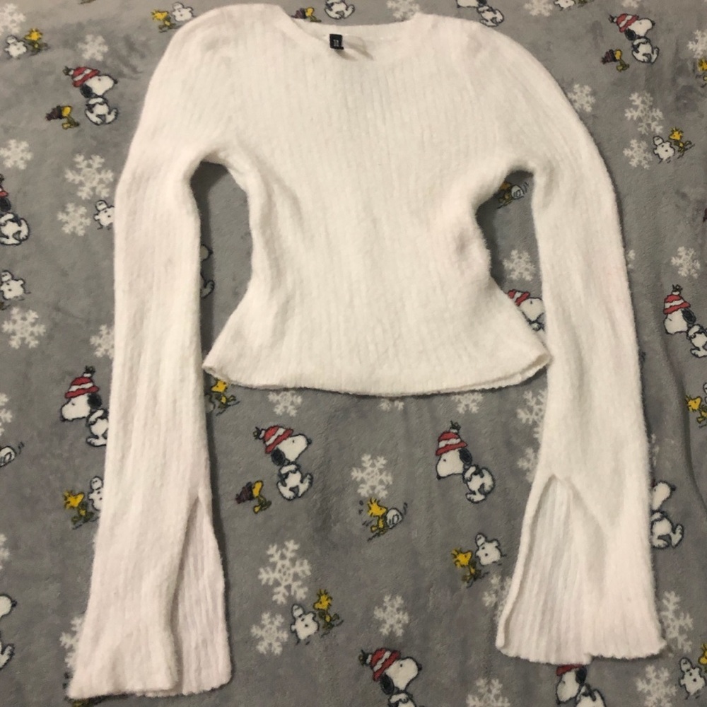 White fluffy sweater